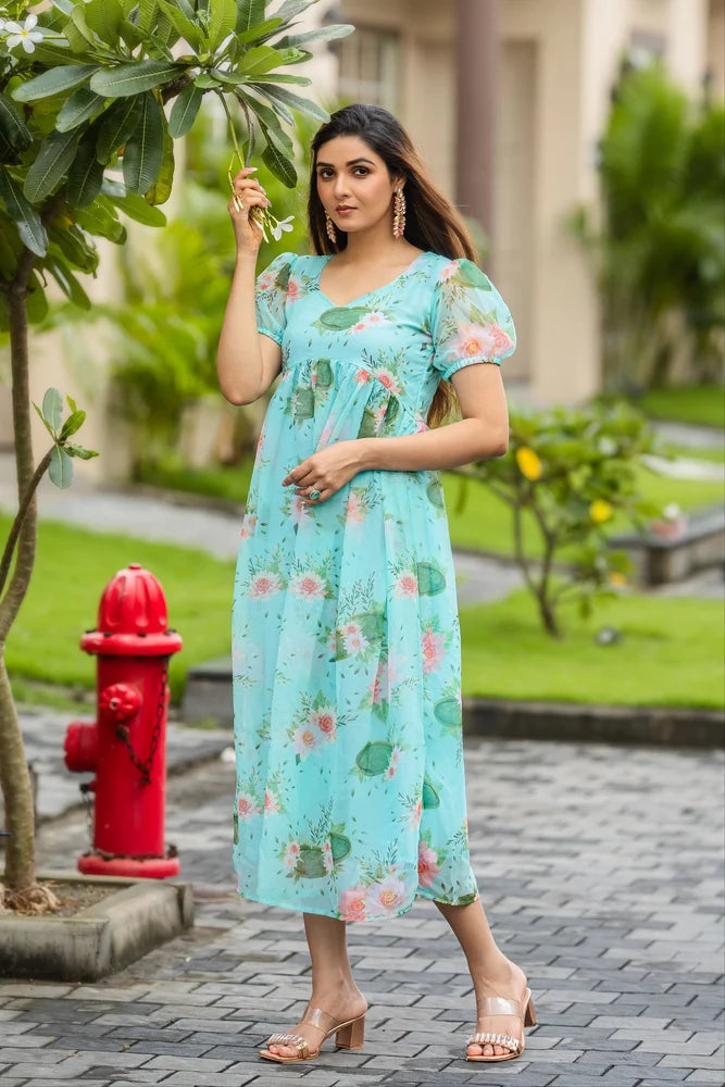 Designer V-Neck Georgette Gown